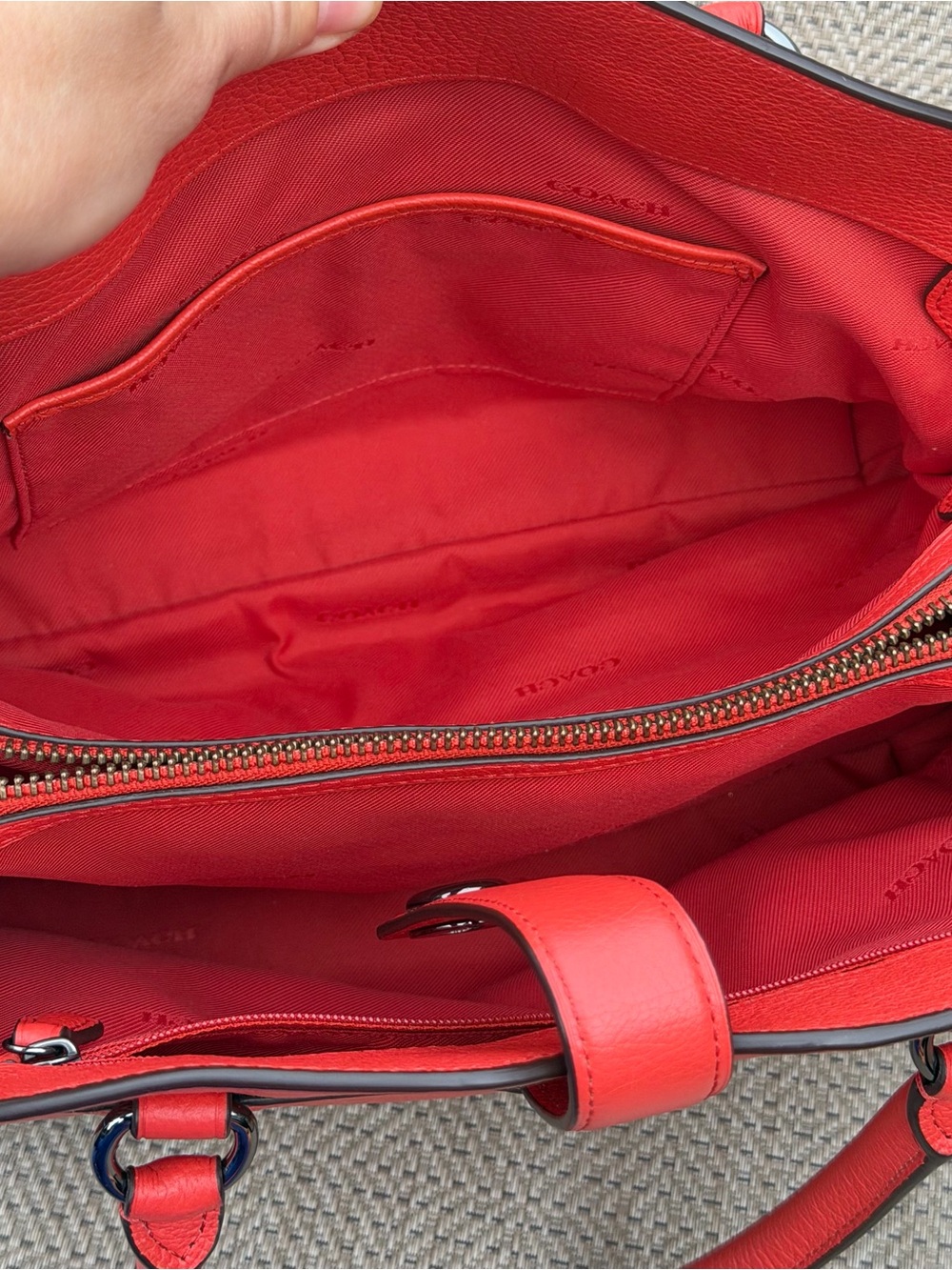 COACH Mercer 30 Satchel Crossbody Deep coral Pebble Grain Leather 37575 Handbag - Picture 7 of 9